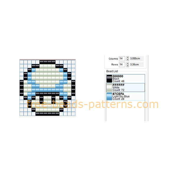 Super Mario Bros videogame light blue mushroom free perler beads pattern download