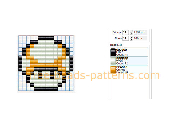 Super Mario Bros videogame orange mushroom free fuse beads Pyssla Playbox design