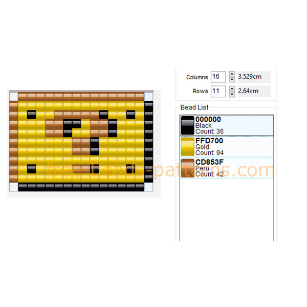 Super Mario Bros videogame question mark money coins block free perler beads pattern download Hama Beads