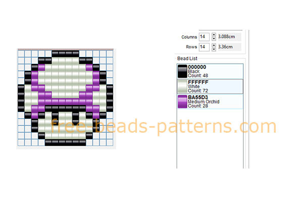 Super Mario Bros videogame violet mushroom free Pyssla Hama Beads design download