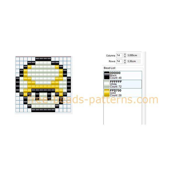 Super Mario Bros yellow color mushroom free perler beads fuse beads pixel beads pattern