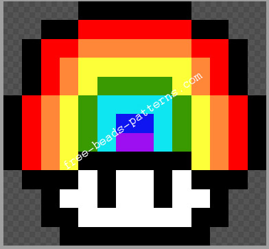 Super Mario rainbow mushroom 1 free perler beads pyssla pattern