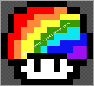 Super Mario rainbow mushroom 2 free perler beads pyssla pattern