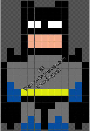 Superhero Batman free Hama Beads Perler pattern 13x21