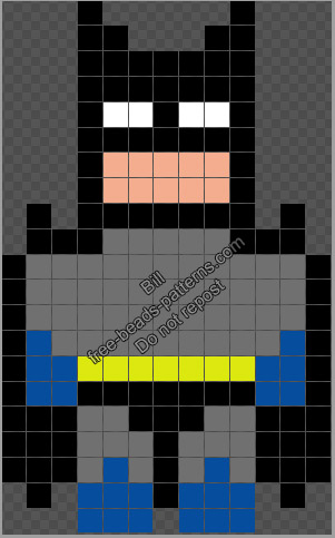 Superhero Batman free Hama Beads Perler pattern 13x21