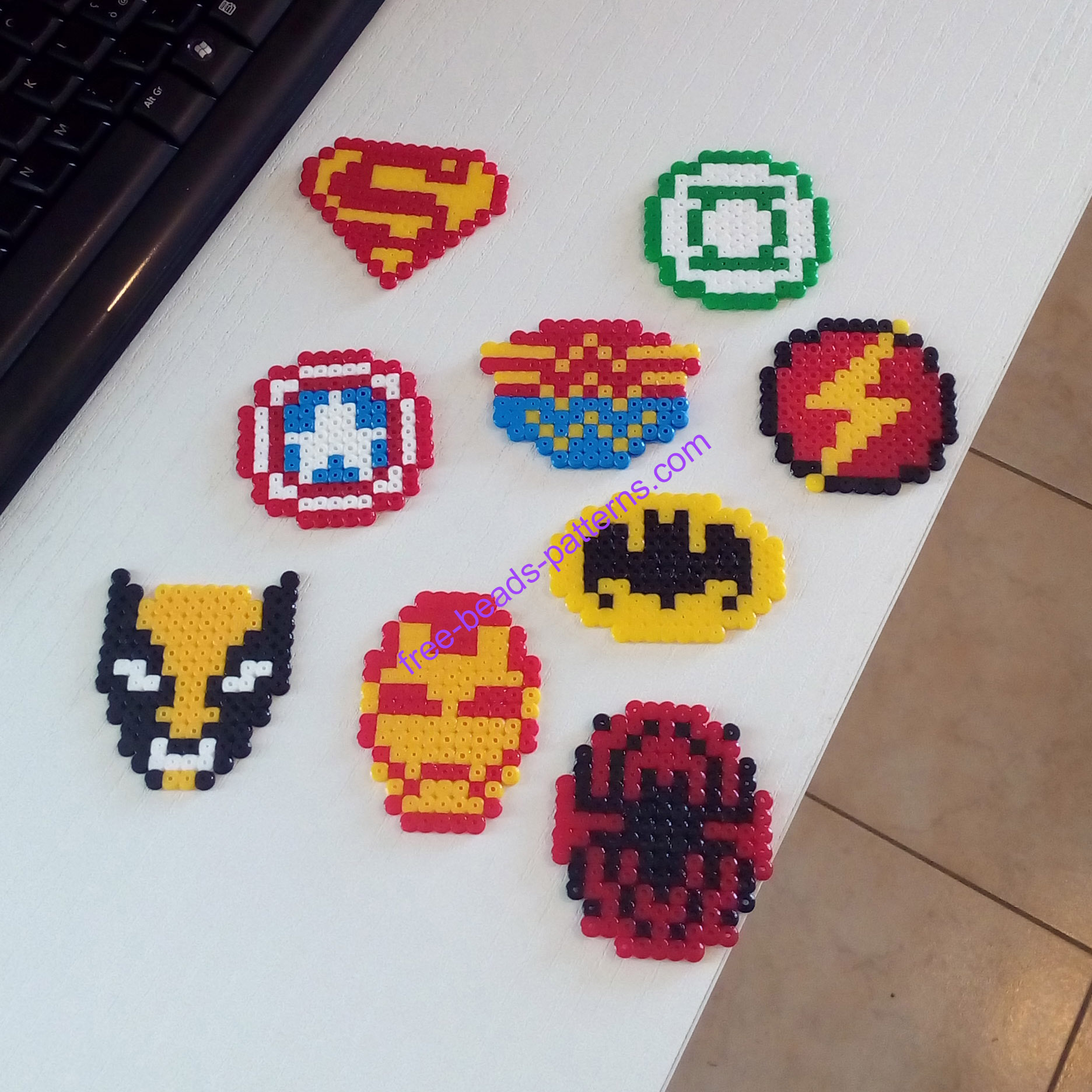 Superheroes Hama Beads Perler work photos