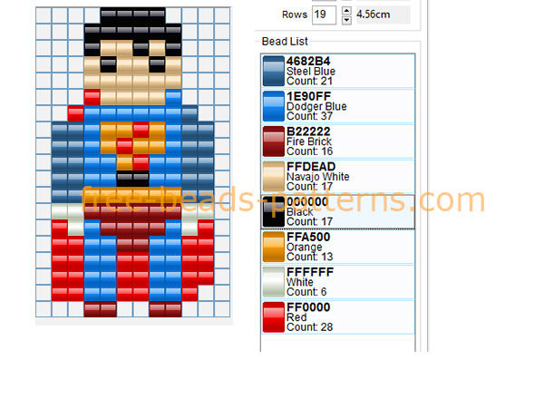 Superman Superhero full figure perler beads sprite beads Hama Beads free pattern download