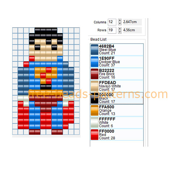 Superman Superhero full figure perler beads sprite beads Hama Beads free pattern download