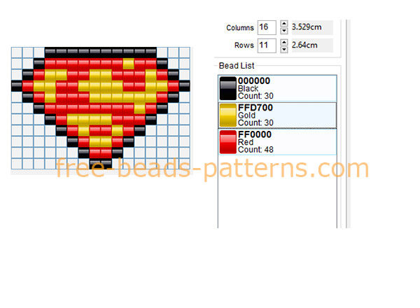 Superman Superhero logo free perler beads pattern download made with software
