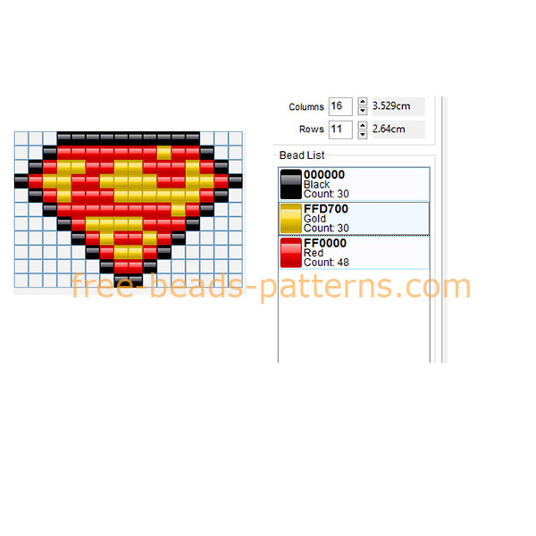 Superman Superhero logo free perler beads pattern download made with software