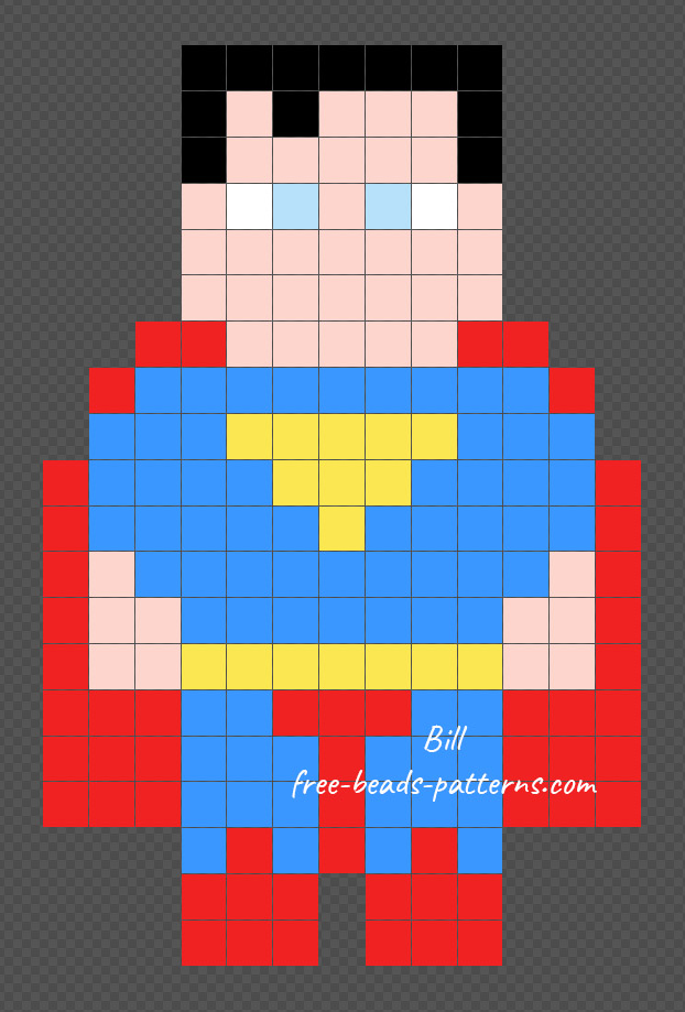 Superman free cool Hama Beads pattern 13x21