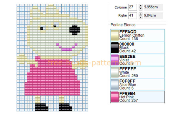 Suzy Sheep Peppa Pig cartoon character free perler beads design download