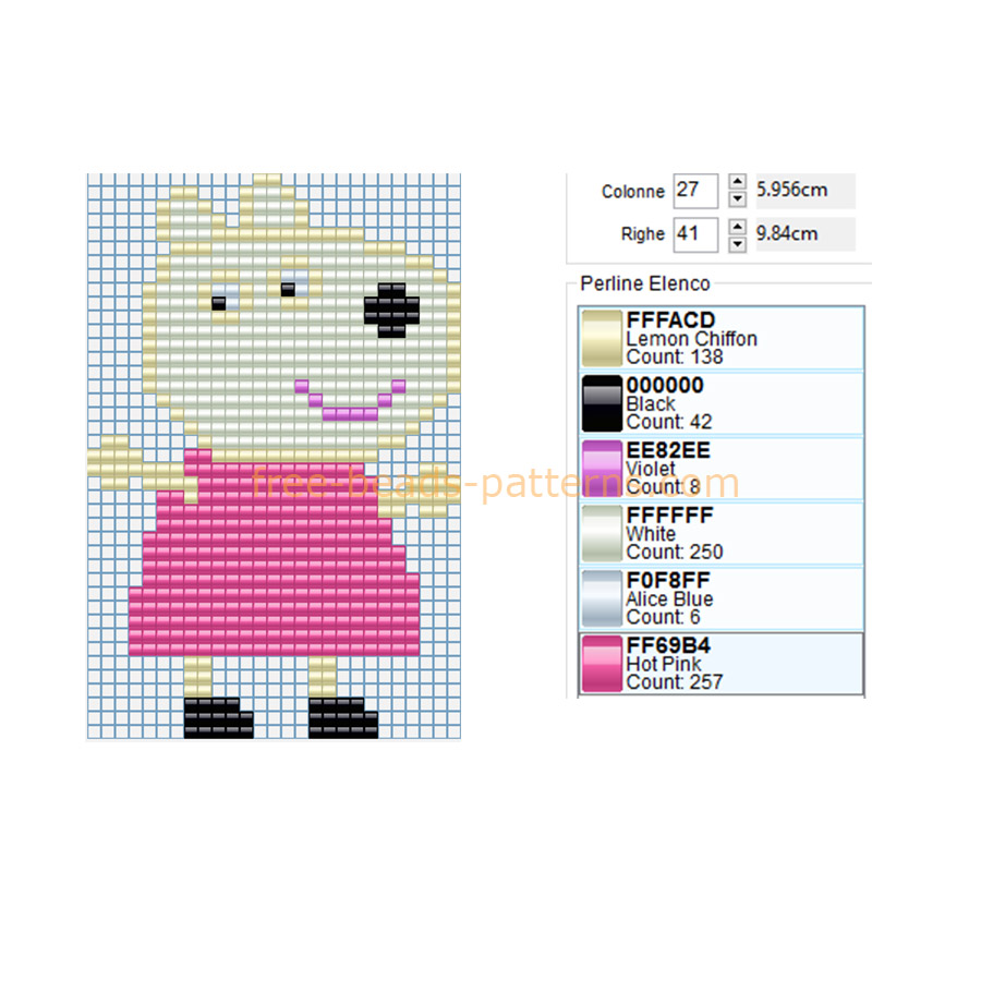 Suzy Sheep Peppa Pig cartoon character free perler beads design download