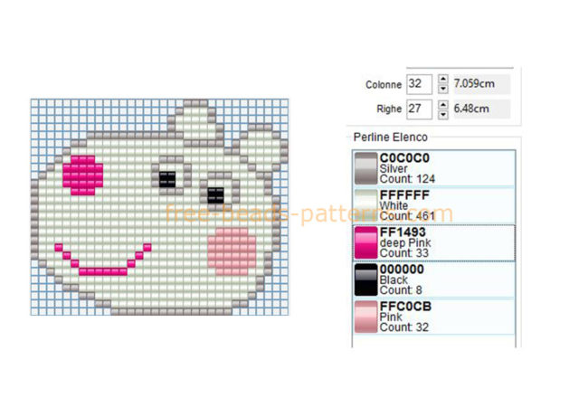 Suzy Sheep Peppa Pig face cartoon character free perler beads pattern download