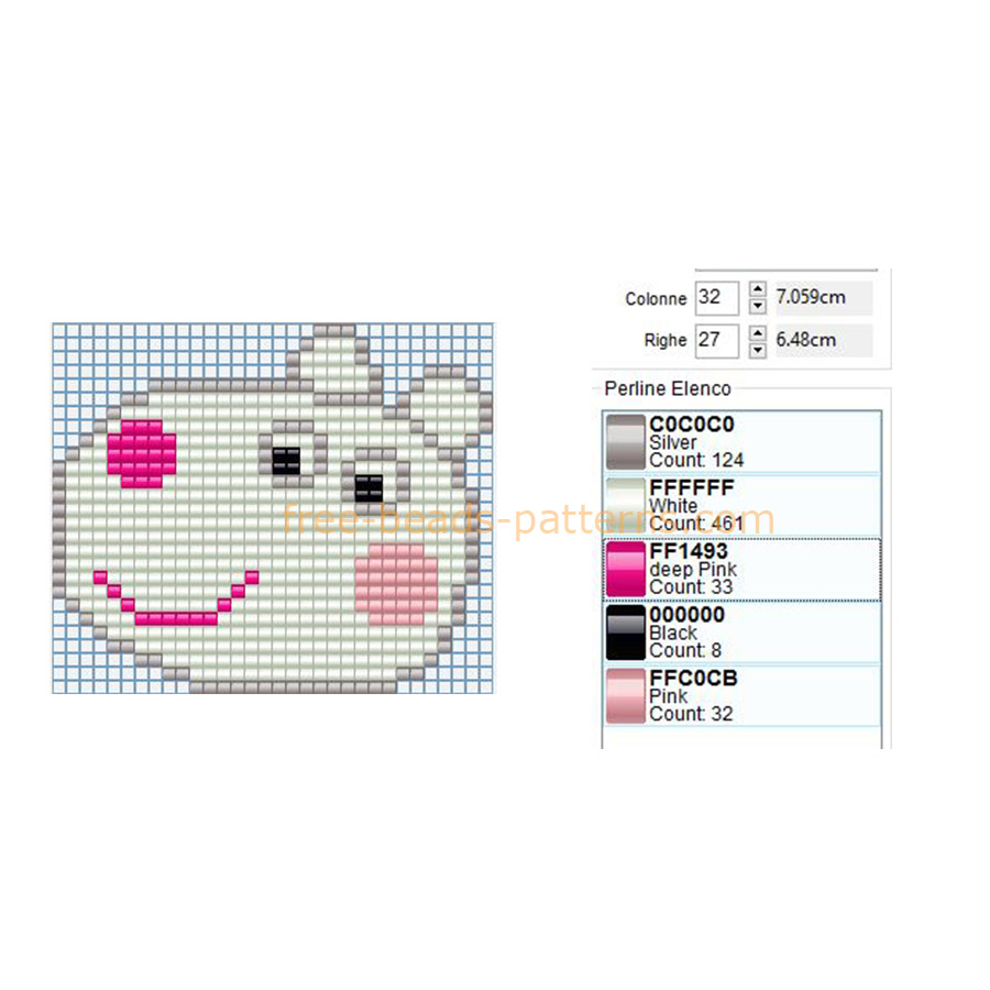 Suzy Sheep Peppa Pig face cartoon character free perler beads pattern download