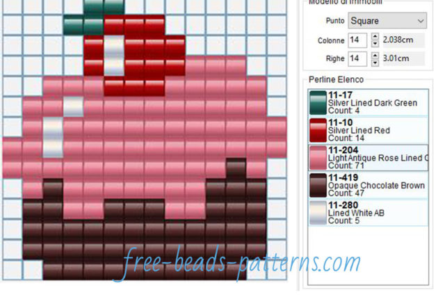 Sweet with cherry free hama beads pattern 5 colors
