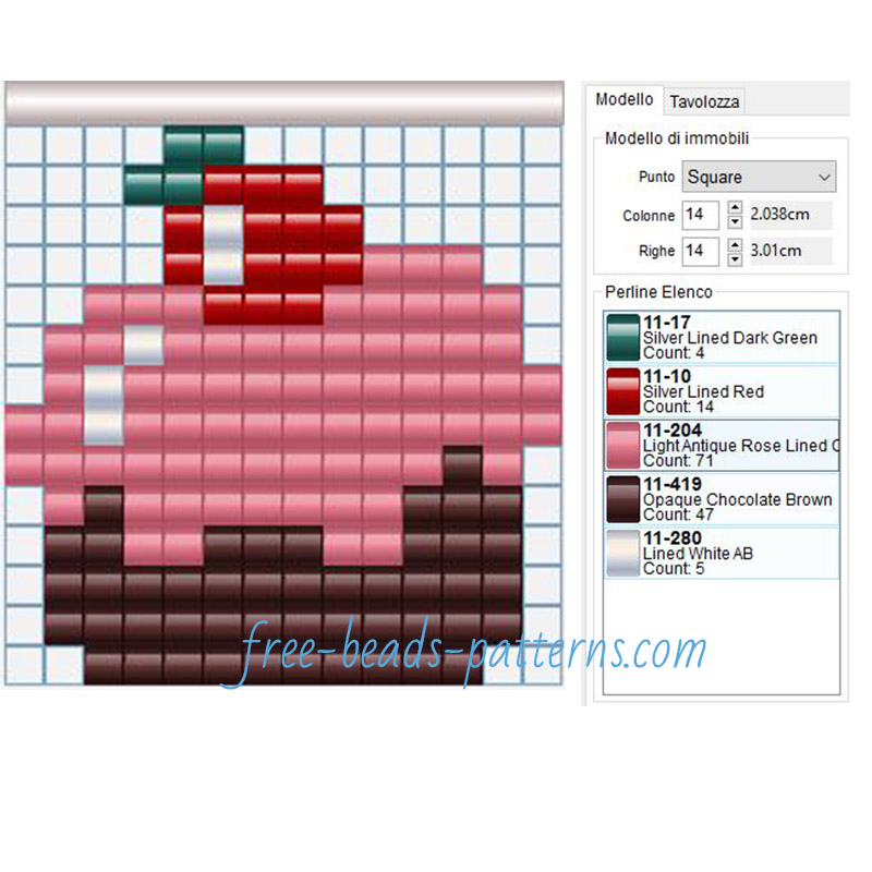 Sweet with cherry free hama beads pattern 5 colors