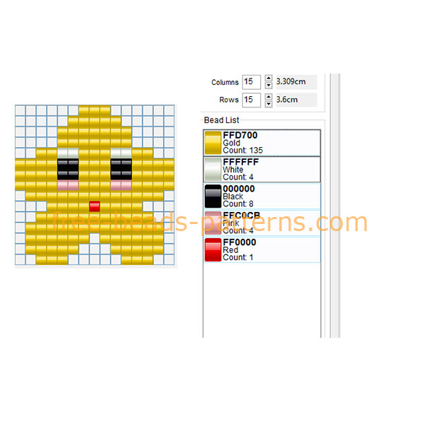 Sweet yellow star 15 x 15 5 colors free perler beads pattern made with Bead Tool software