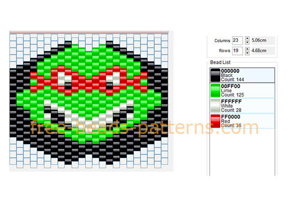 TMNT Raphael red mask free pony beads perler beads fuse beads pattern