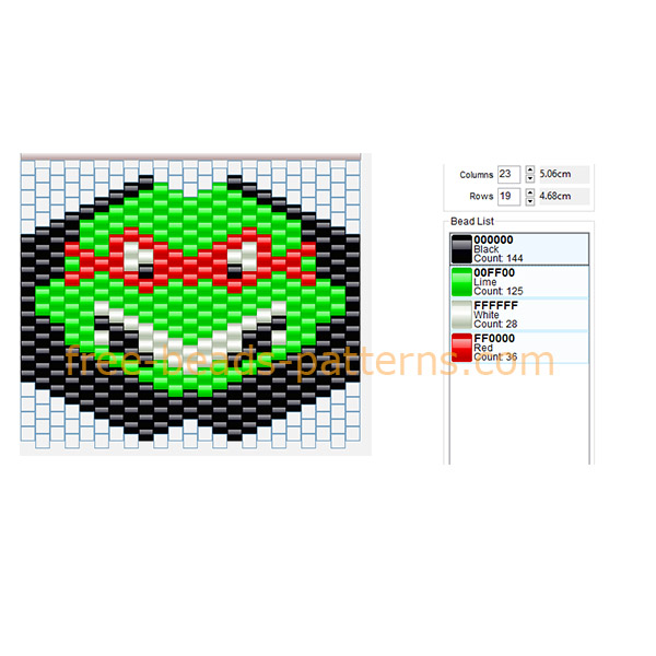 TMNT Raphael red mask free pony beads perler beads fuse beads pattern