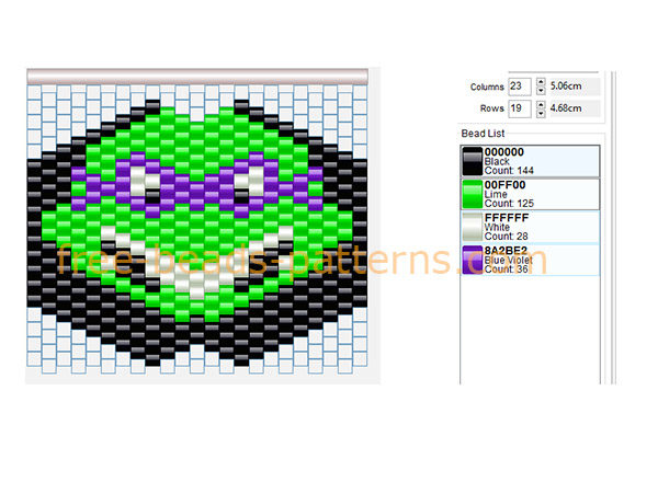 TMNT Teenage Mutant Ninja Turtles Donatello mask free pony beads perler beads Hama Beads pattern