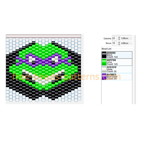 TMNT Teenage Mutant Ninja Turtles Donatello mask free pony beads perler beads Hama Beads pattern