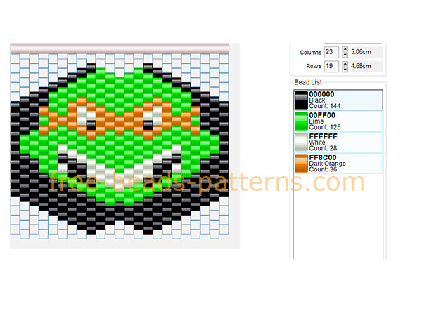 TMNT cartoons Michelangelo mask pony beads Hama Beads pattern design