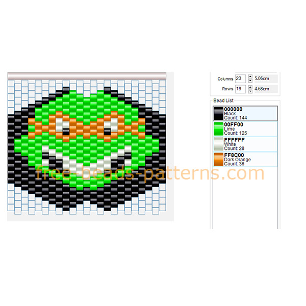 TMNT cartoons Michelangelo mask pony beads Hama Beads pattern design