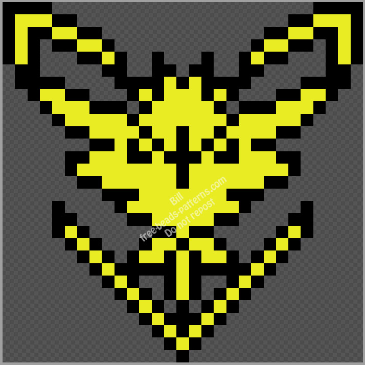 Team Instinct from Pokemon Go free perler beads hama beads artkal beads pattern 29x29