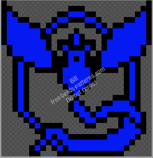 Team Mystic from Pokemon Go free pyssla hama beads perler pattern 27x28