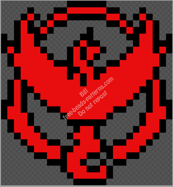 Team Valor from Pokemon Go free hama beads perler beads pattern 26x28