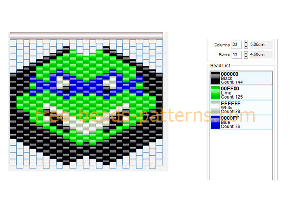 Teenage Mutant Ninja Turtles Leonardo blue mask free pony beads perler beads pattern