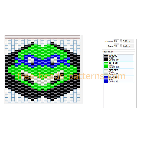 Teenage Mutant Ninja Turtles Leonardo blue mask free pony beads perler beads pattern