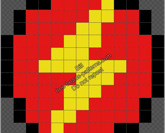 The Flash logo free Hama Beads Perler Beads pattern 13x13