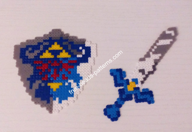 The Legend Of Zelda Master Sword and Hyrule Shield Hama Beads Perler photos (5)