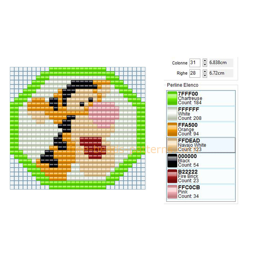 Tigger face Winnie The Pooh cartoon charater free Hama Beads design download