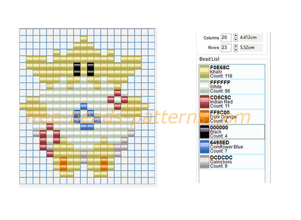 Togepi cute Pokemon free perler beads design download for Hama Beads