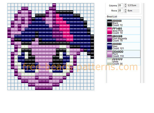 Twilight Sparkle My Little Pony free perler beads Hama Beads pattern for children