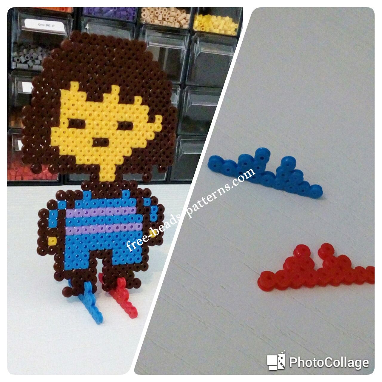 Undertale Frisk made with pyssla work photos (2)