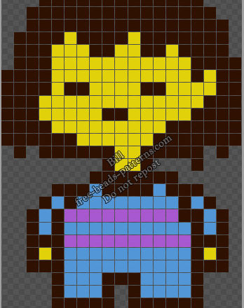 Undertale character The Human Frisk free Hama Beads Perler pattern 19x29