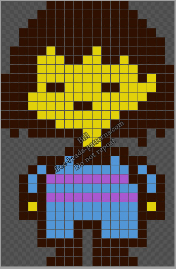 Undertale character The Human Frisk free Hama Beads Perler pattern 19x29