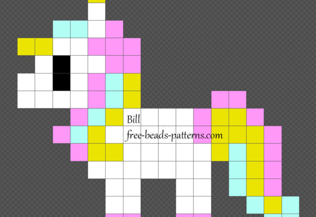 Unicorn Hama Beads Perler pattern design 16x14