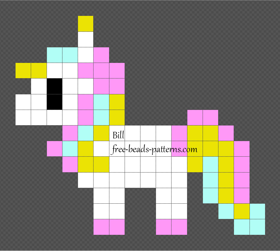 Unicorn Hama Beads Perler pattern design 16x14