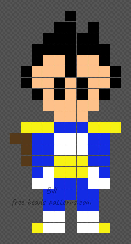 Vegeta Dragonball Hama Beads midi pattern 10x20