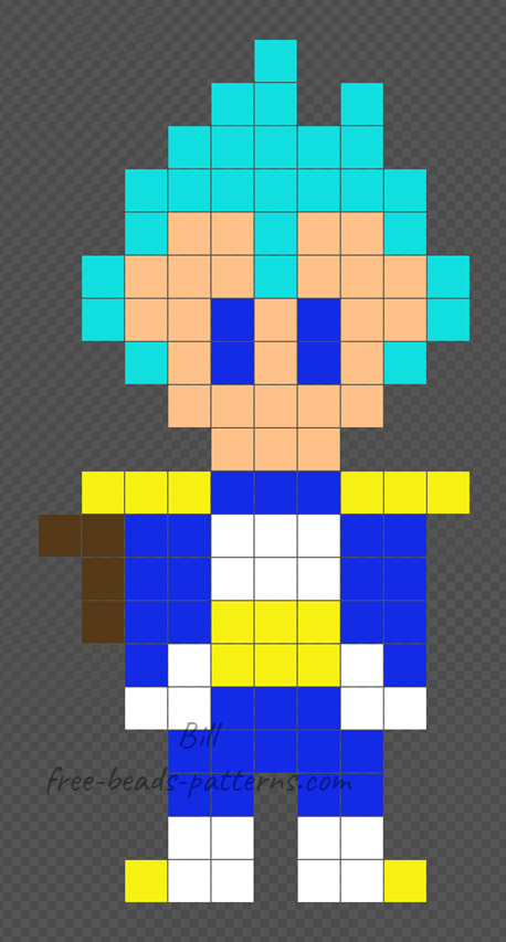 Vegeta God Blue Dragonball Super 8 bit pattern 10x20