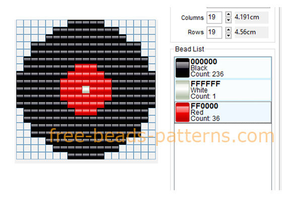 Vintage vinyl record store black and red free perler beads pattern in music category