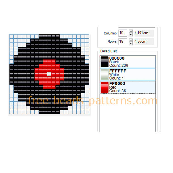 Vintage vinyl record store black and red free perler beads pattern in music category