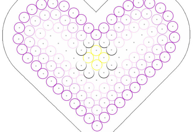 Violet gradient heart shape pegboard Pyssla fusion beads pattern