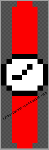 Watch round red perler beads pixel art pattern