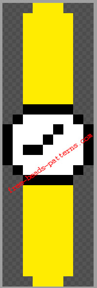 Watch round yellow perler beads pixel art pattern